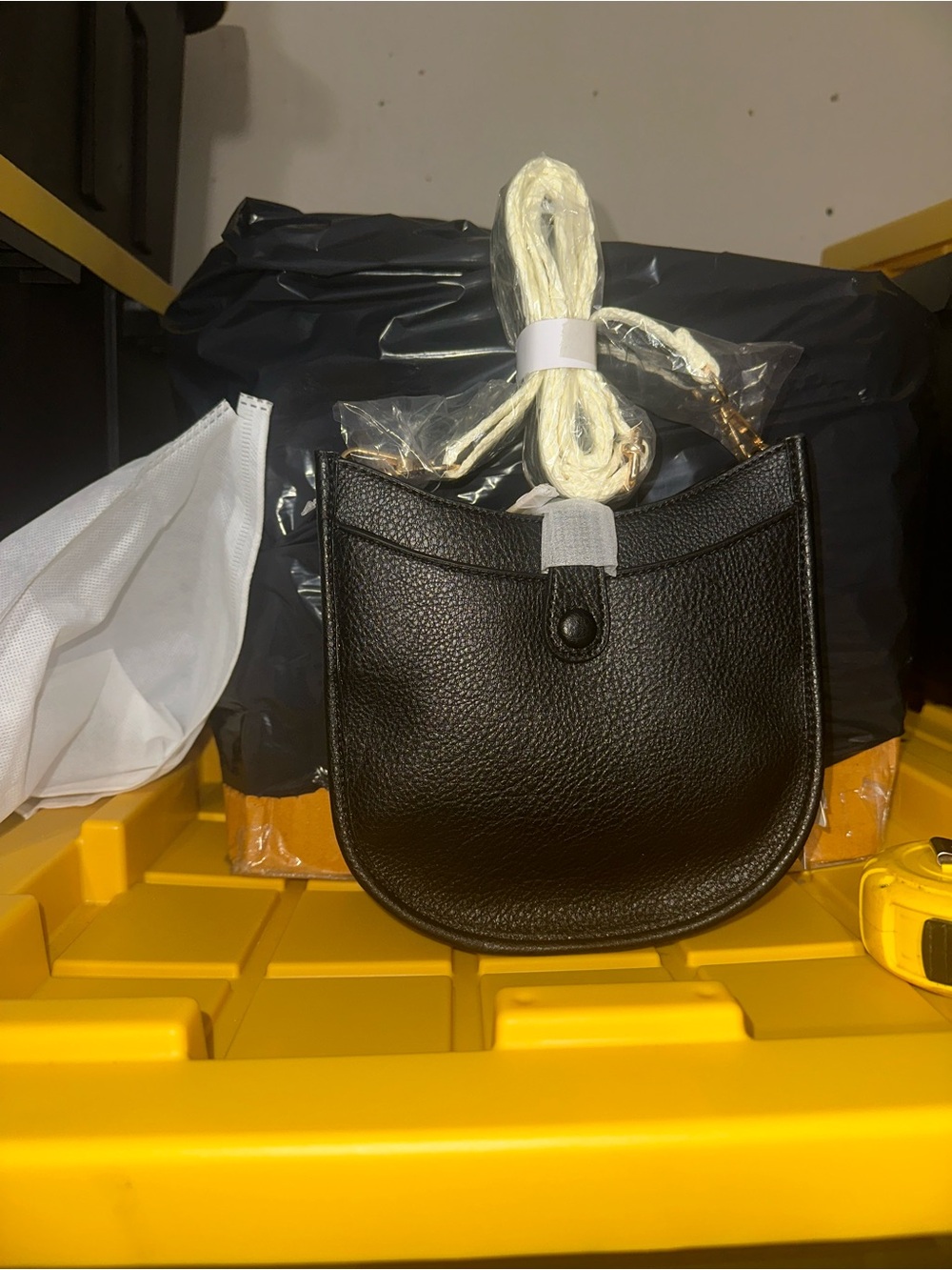 Black Leather Like Crossbody Purse/ Guitar Strap